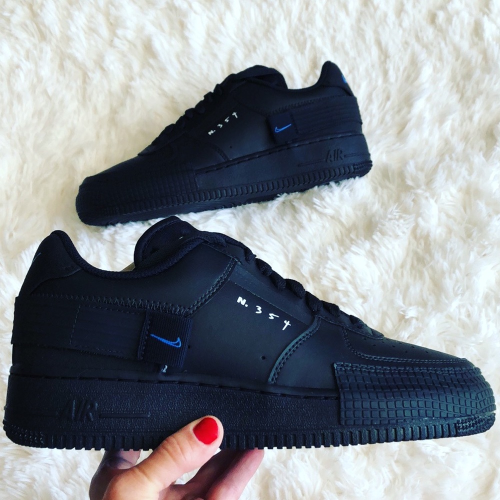 SOLD!!! Nike AF 1 Type Sneakers Black Photo Blue - Picture 1 of 8